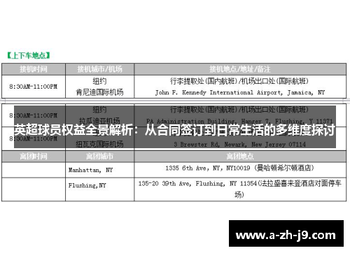 英超球员权益全景解析：从合同签订到日常生活的多维度探讨